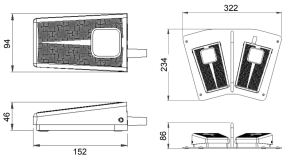 dimensions en mm de la pédale 6254