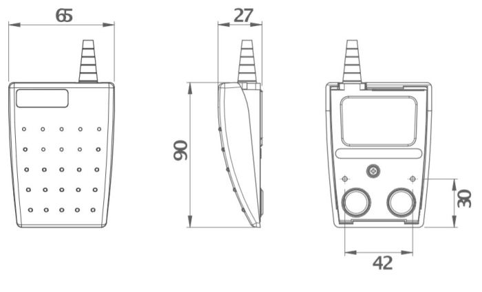 dimensions en mm de la pédale LEPTRON 6221