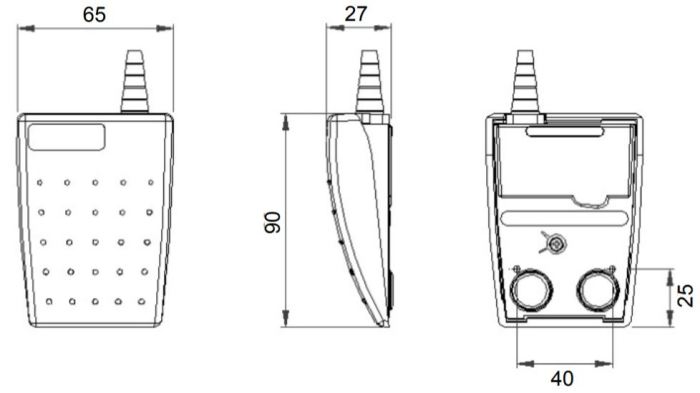 dimensions en mm de la pédale LEPTRON 6223