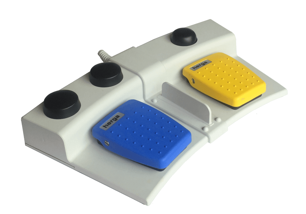 pedale medicale jaune bleue