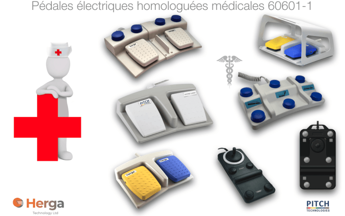 Pédales électriques homologuées médicales 60601-1